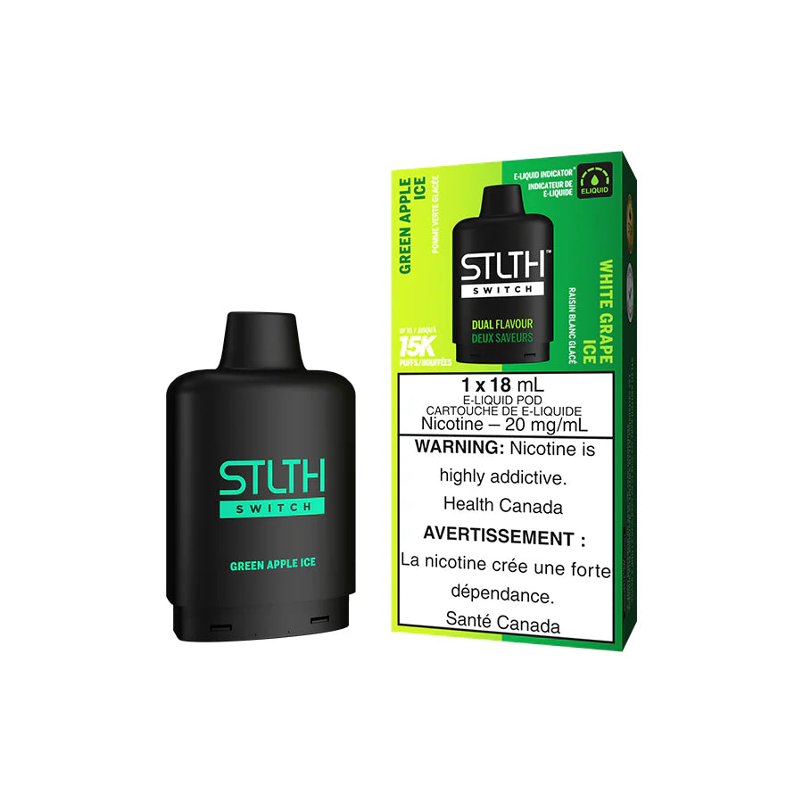 STLTH SWITCH POD - GREEN APPLE ICE AND WHITE GRAPE ICE (5PC/CTN)