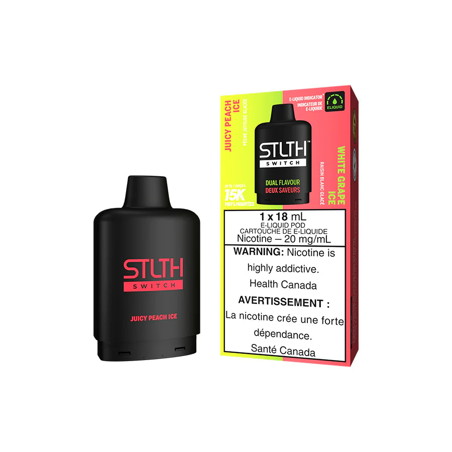 STLTH SWITCH POD - JUICY PEACH ICE AND WHITE GRAPE ICE (5PC/CTN)