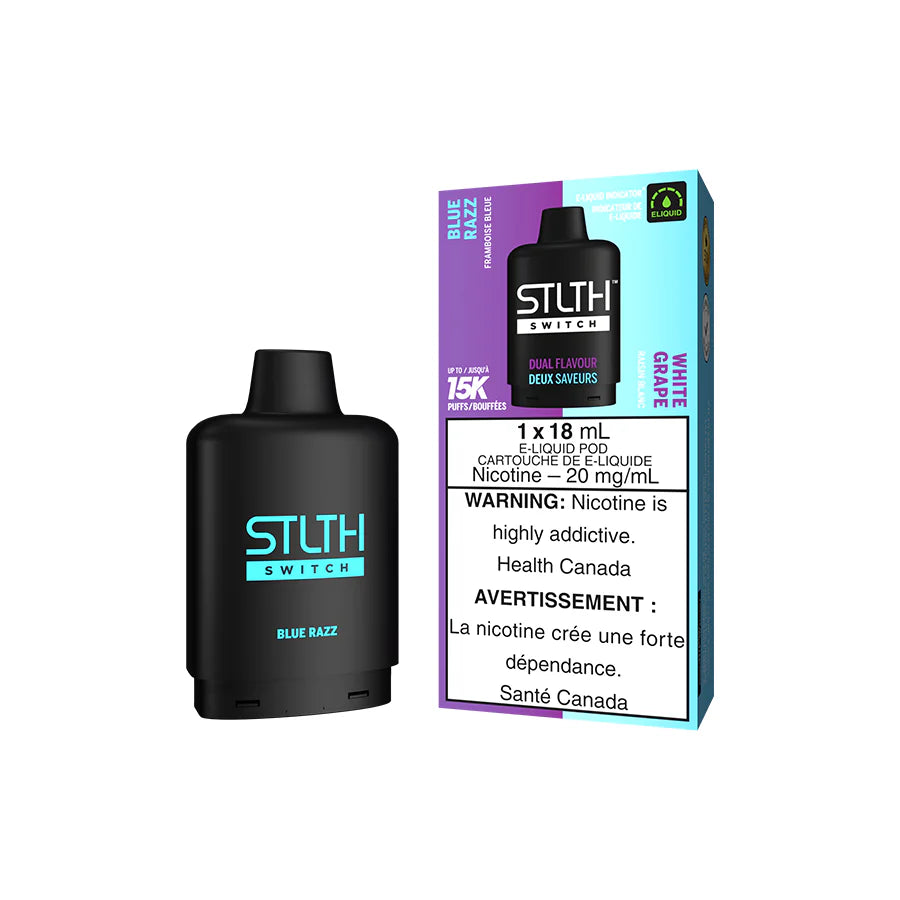 STLTH SWITCH POD - BLUE RAZZ AND WHITE GRAPE (5PC/CTN)