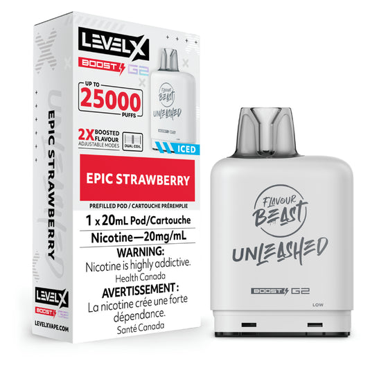 Level X Boost Pod 20ml - Unleashed - Epic Strawberry 6pc/Carton