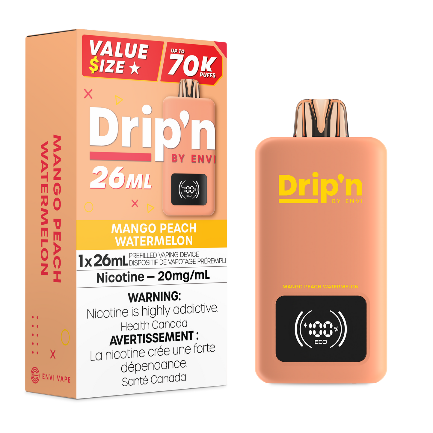 Drip'n by Envi 26ML Disposable - Mango Peach Watermelon