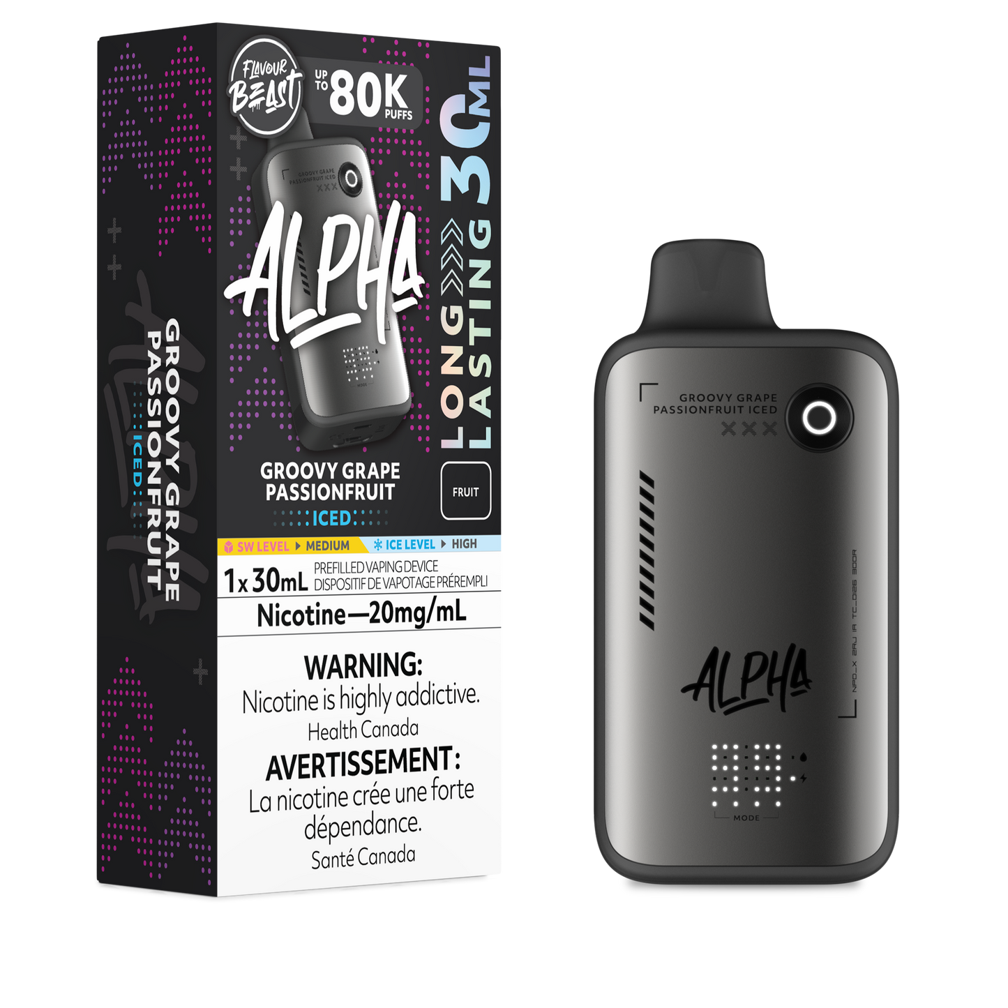Flavour Beast Alpha Disposable - Groovy Grape Passionfruit Iced
