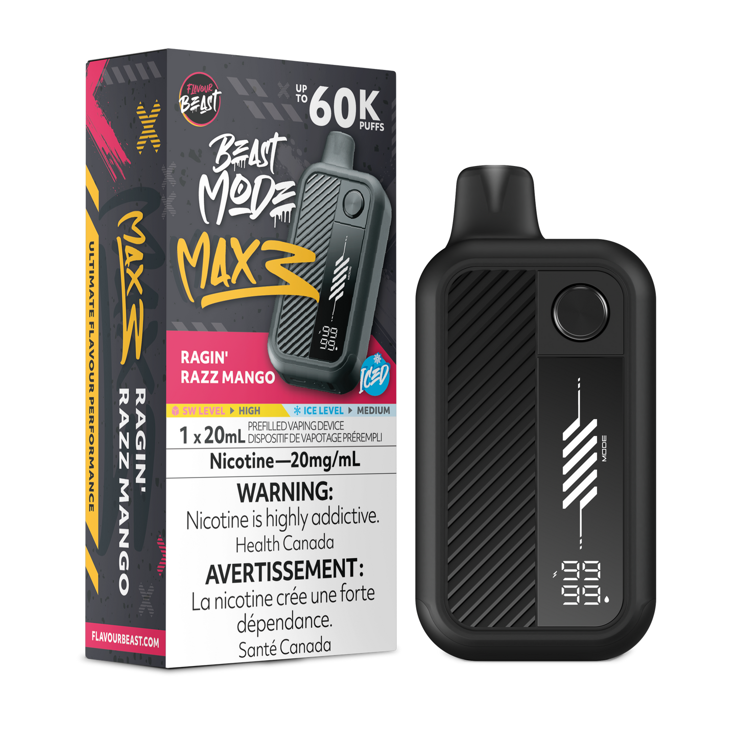 Flavour Beast Beast Mode Max 3 - Ragin' Razz Mango Iced