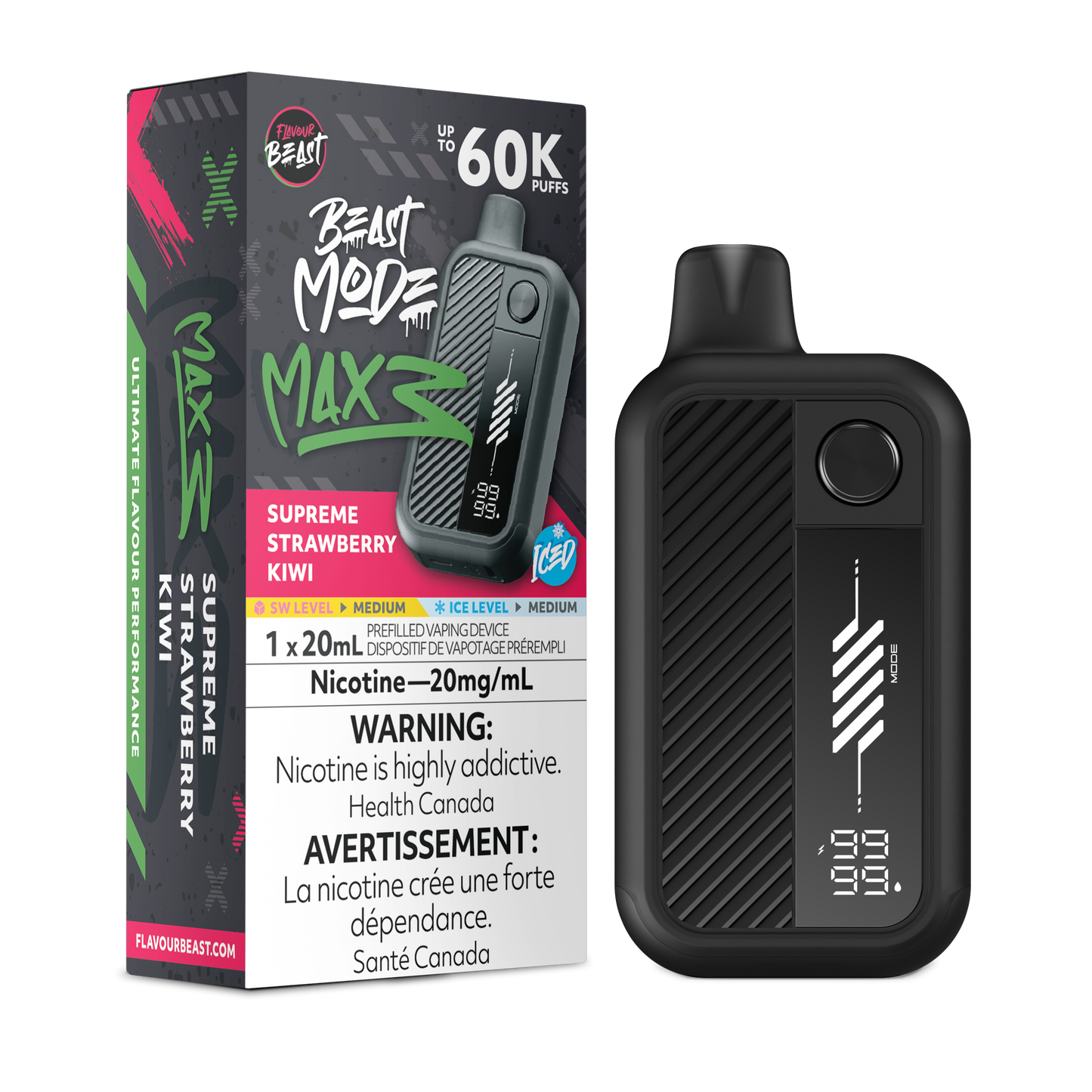 Flavour Beast Beast Mode Max 3 - Supreme Strawberry Kiwi Iced