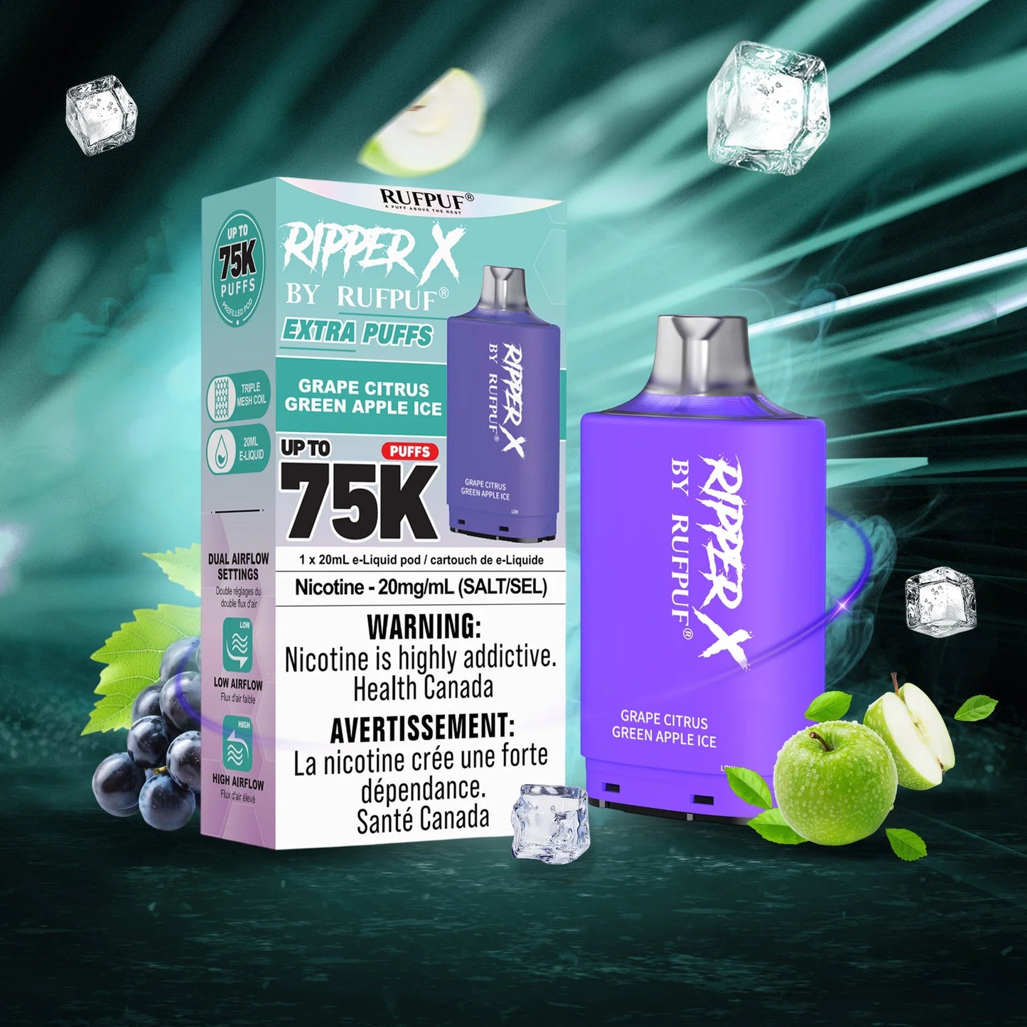 Ripper X 75K - Grape Citrus Green Apple Ice