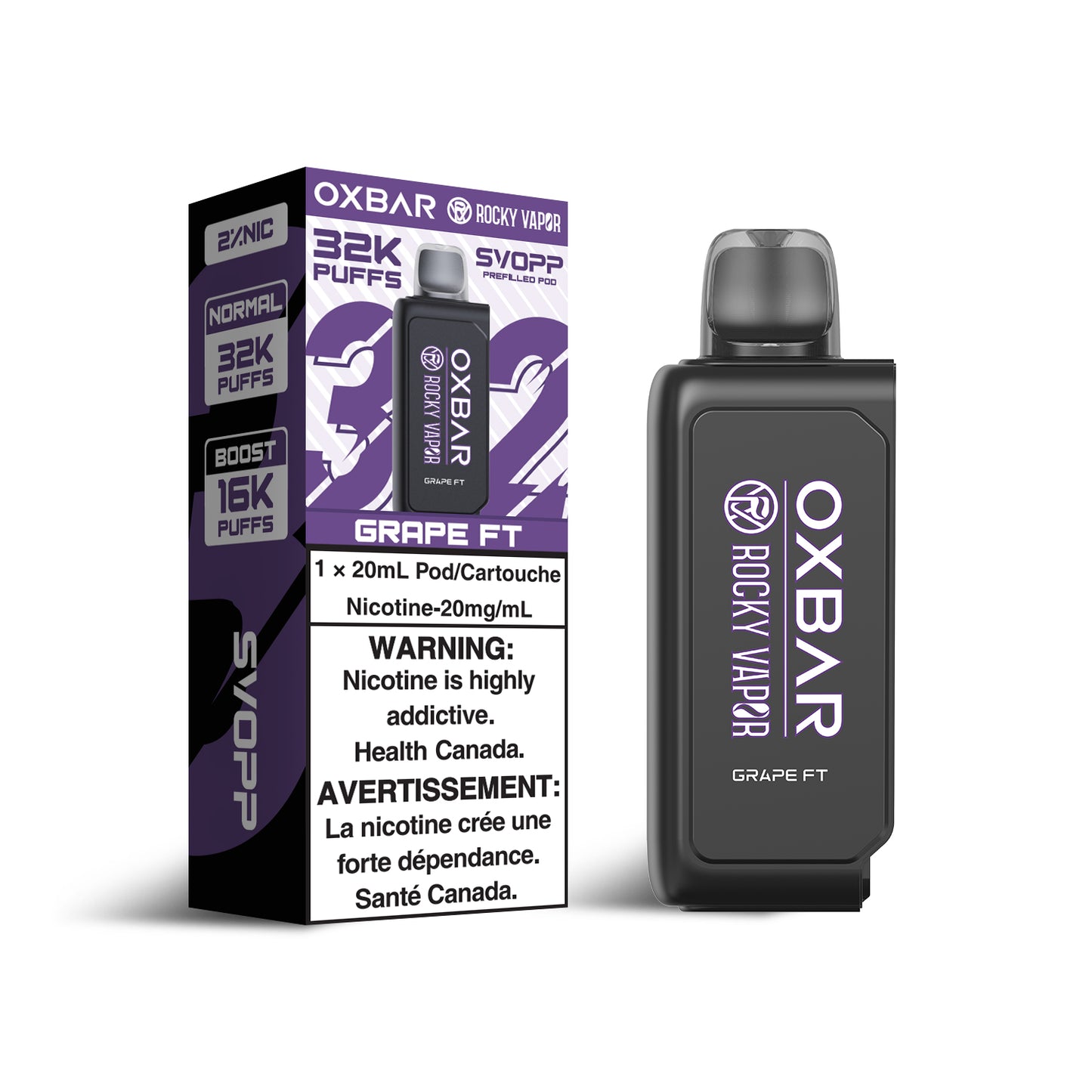 Svopp Rocky Vapor Oxbar (32K) - Grape FT