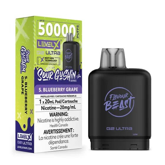 Level X Flavour Beast Chuggin' G2 Ultra -Sour Gushin S. Blueberry Grape