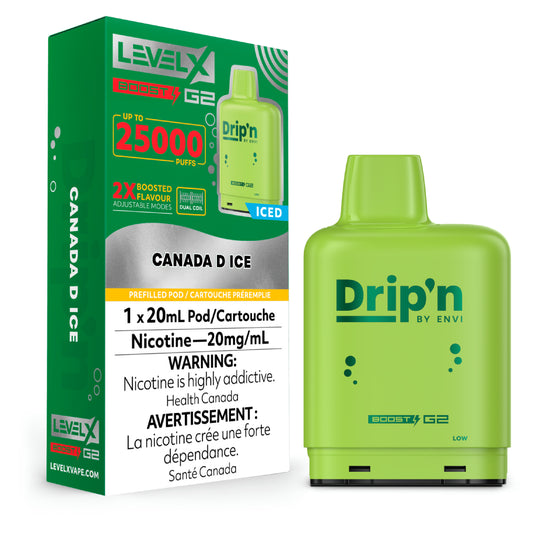 Level X Drip'n Boost Pod 20mL - Canada D 6pc/Carton