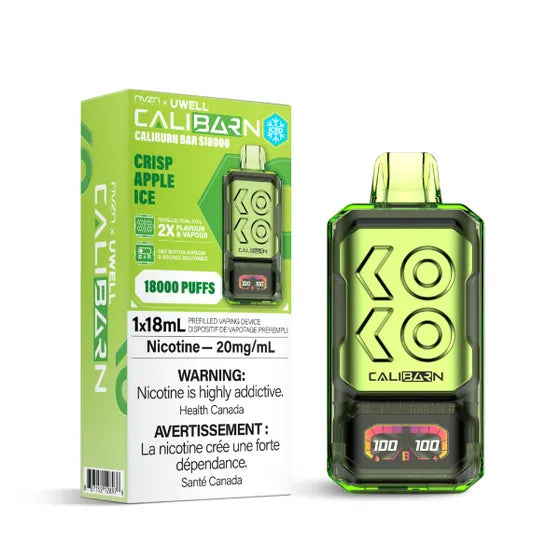 NVZN Caliburn Bar 18K Disposable - Crisp Apple Ice 5pc/Carton