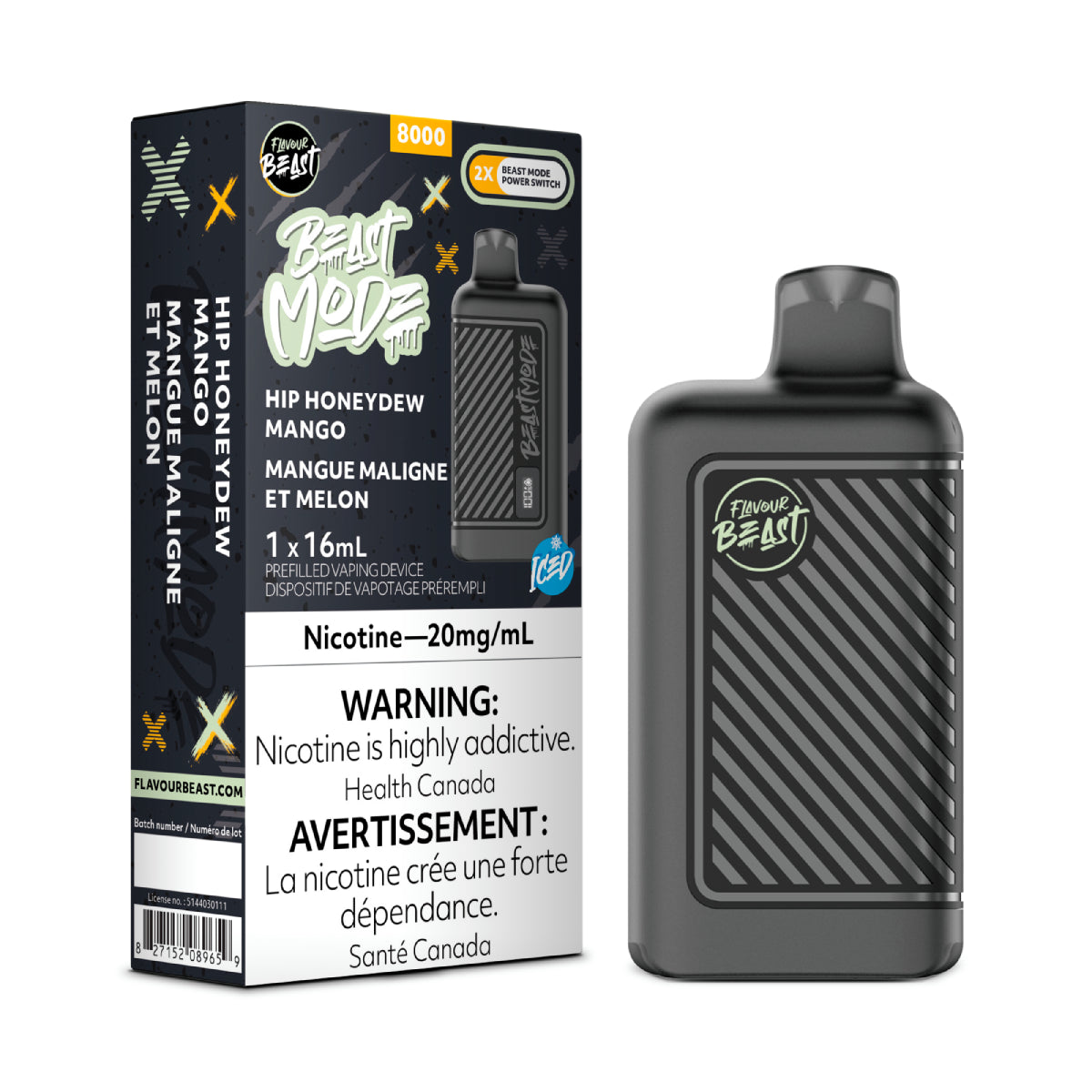 Flavour Beast Beast Mode 8K Disposable - Hip Honeydew Mango Iced 5pc/Carton