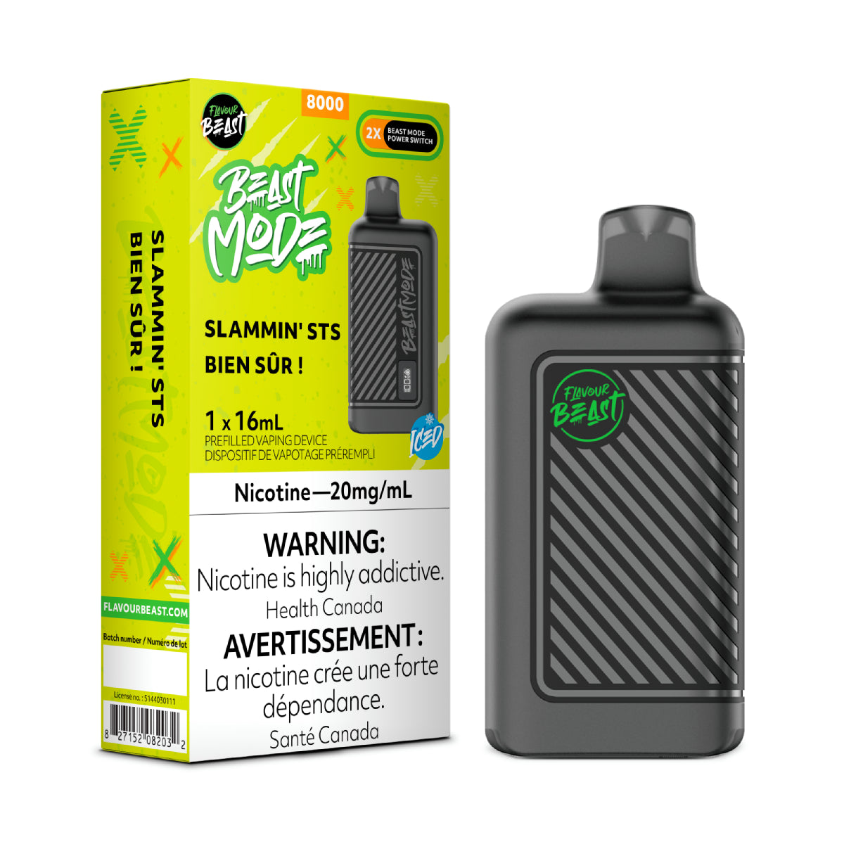 Flavour Beast Beast Mode 8K Disposable - Slammin' STS Iced 20MG 5pc/Carton