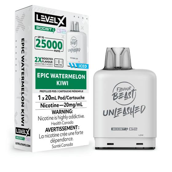 Level X Boost Pod 20ml - Unleashed - Epic Watermelon Kiwi 6pc/Carton