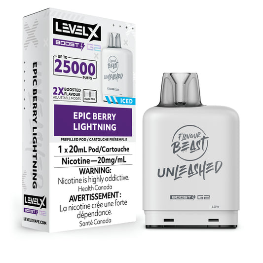 Level X Boost Pod 20ml - Unleashed - Epic Berry Lightning 6pc/Carton