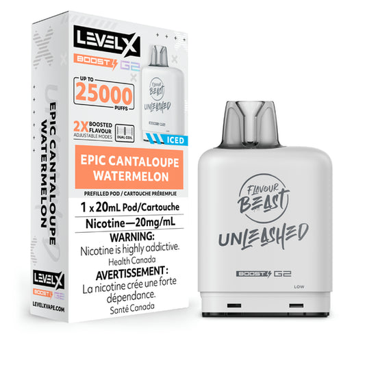 Level X Boost Pod 20ml - Unleashed - Epic Cantaloupe Watermelon 6pc/Carton