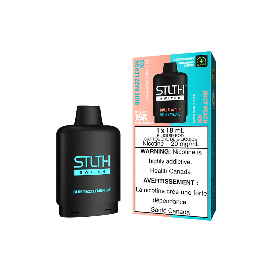 STLTH SWITCH PO - BLUE RAZZ LEMON ICE AND JUICY PEACH ICE (5PC/CTN)