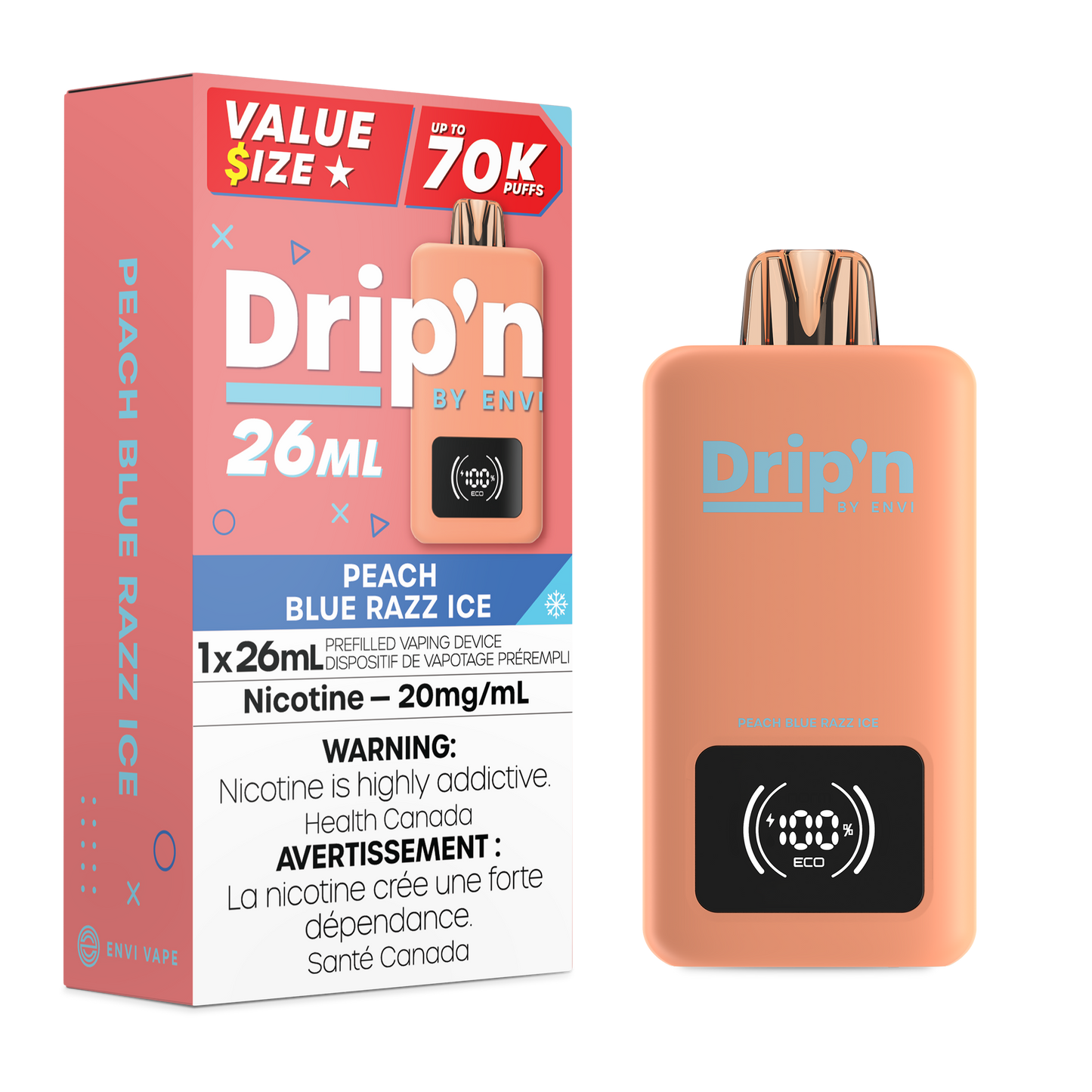 Drip'n by Envi 26ML Disposable - Peach Blue Razz Ice
