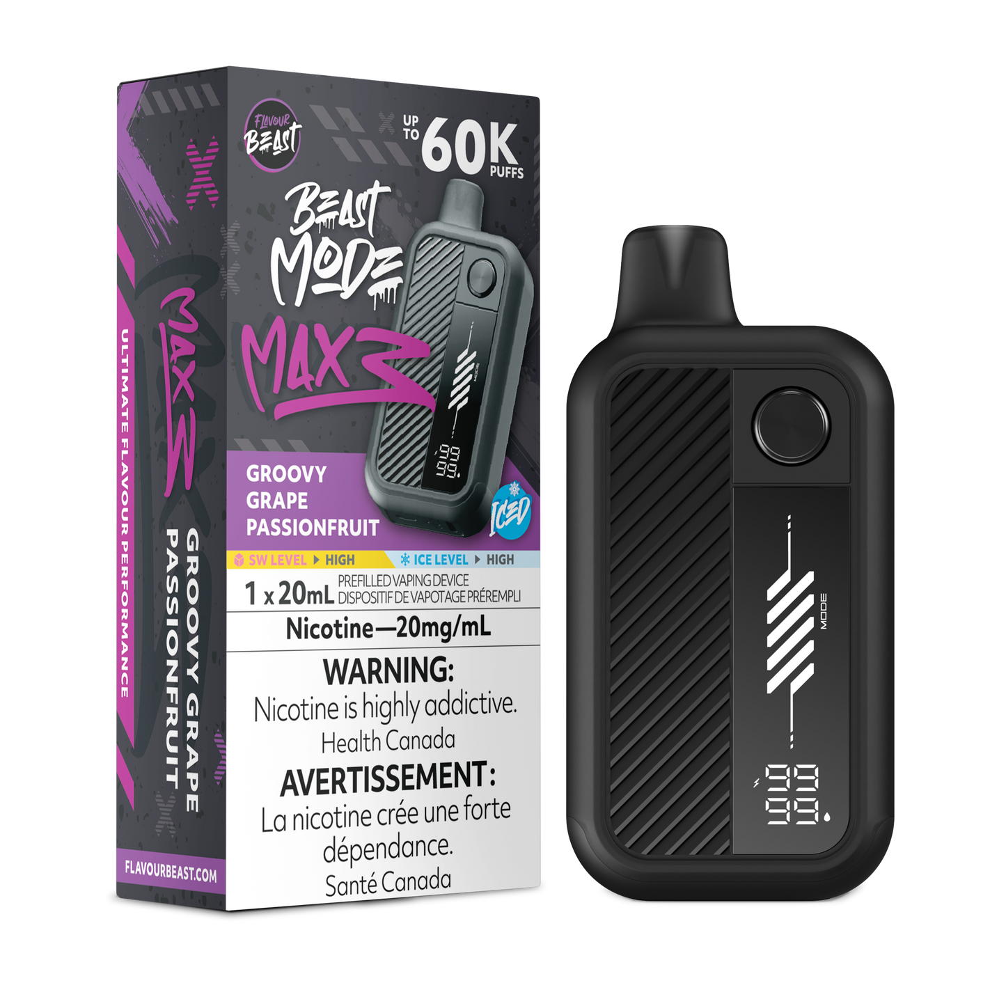 Flavour Beast Beast Mode Max 3 - Groovy Grape Passionfruit Iced