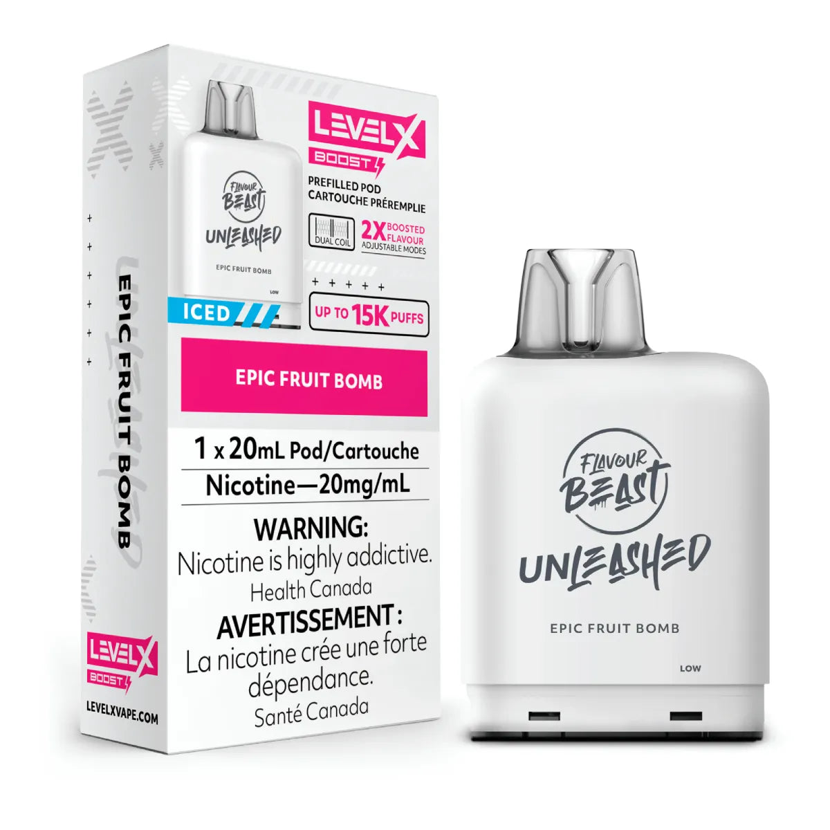 Level X Flavour Beast Unleashed Boost Pod 20mL - Epic Fruit Bomb 6pc/Carton