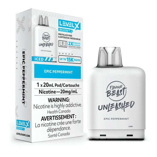 Level X Flavour Beast Unleashed Boost Pod 20mL - Epic Peppermint 6pc/Carton