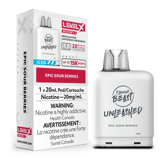 Level X Flavour Beast Unleashed Boost Pod 20mL - Epic Sour Berries 6pc/Carton