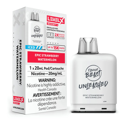 Level X Flavour Beast Unleashed Boost Pod 20mL - Epic Strawberry Watermelon 6pc/Carton