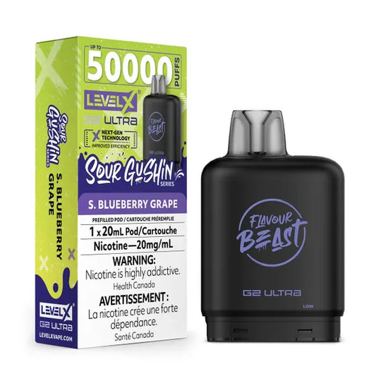 Level X Flavour Beast Chuggin' G2 Ultra -Sour Gushin S. Blueberry Grape