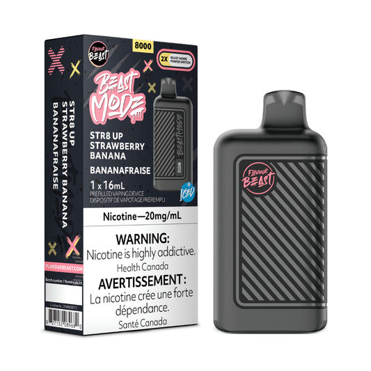 Flavour Beast Beast Mode 8K Disposable - STR8 UP Strawberry Banana Iced 5pc/Carton