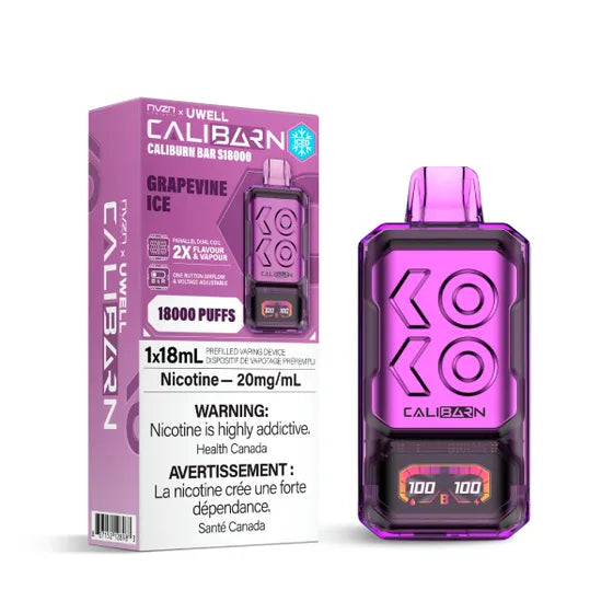 NVZN Caliburn Bar 18K Disposable - Grapevine Ice 5pc/Carton