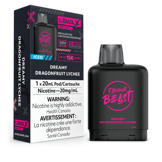 Level X Flavour Beast Boost Pod 20mL - Dreamy Dragonfruit Lychee Iced 6pc/Carton