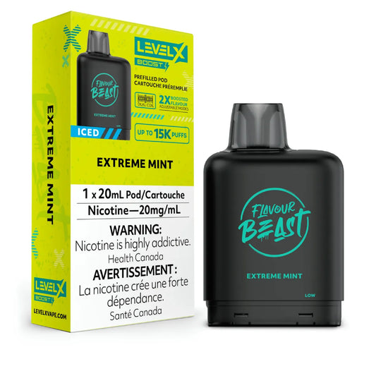 Level X Flavour Beast Boost Pod 20mL - Extreme Mint Iced 6pc/Carton