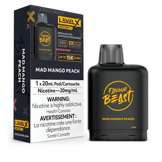 Level X Flavour Beast Boost Pod 20mL - Mad Mango Peach 6pc/Carton