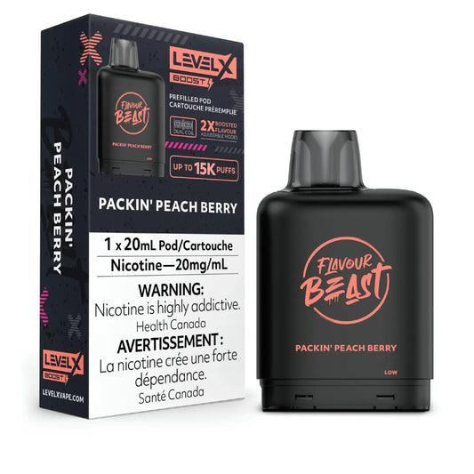 Level X Flavour Beast Boost Pod 20mL - Packin' Peach Berry 6pc/Carton