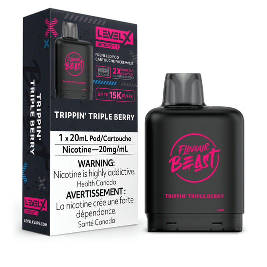 Level X Flavour Beast Boost Pod 20mL - Trippin' Triple Berry 6pc/Carton