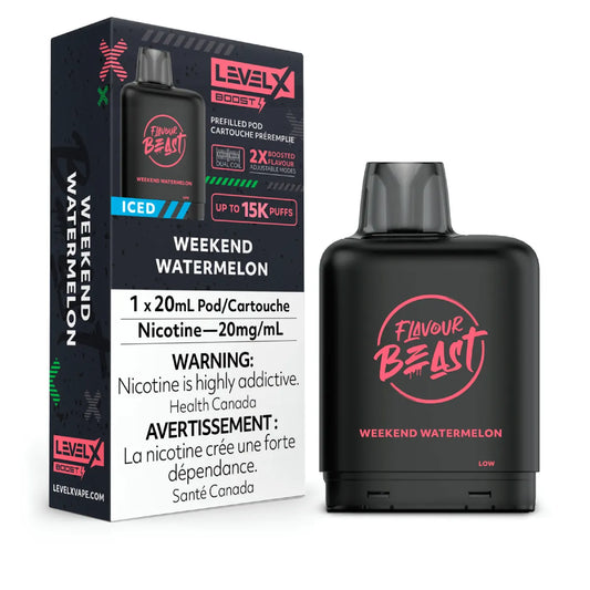 Level X Flavour Beast Boost Pod 20mL - Weekend Watermelon Iced 6pc/Carton