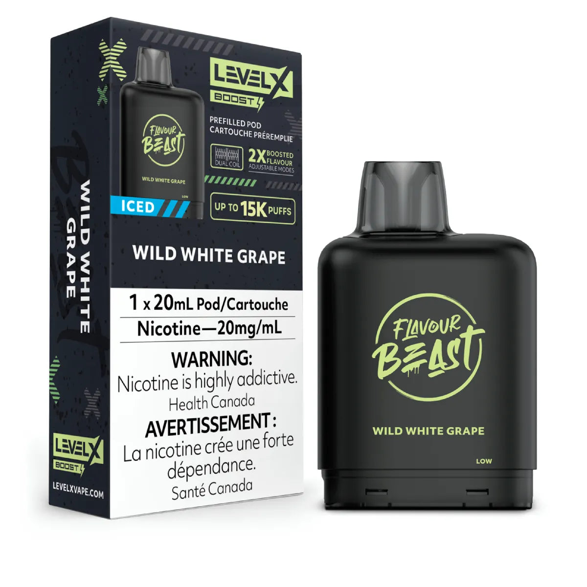 Level X Flavour Beast Boost Pod 20mL - Wild White Grape Iced 6pc/Carton