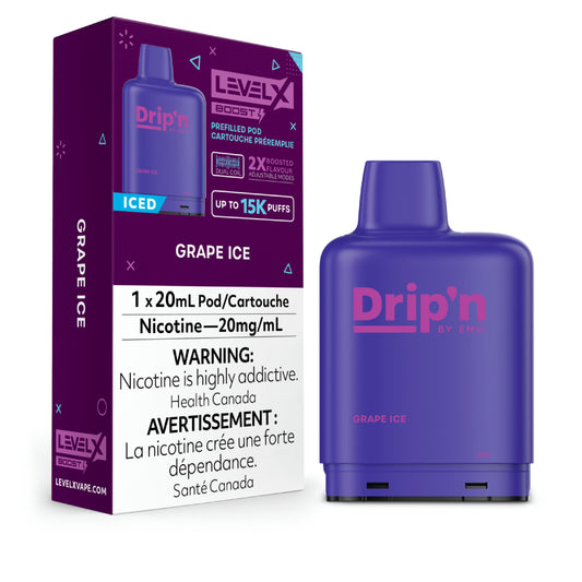 Level X Drip'n Boost Pod - Grape Ice 6pc/Carton