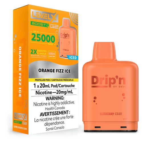 Level X Drip'n Boost Pod 20mL - Orange Fizz 6pc/Carton