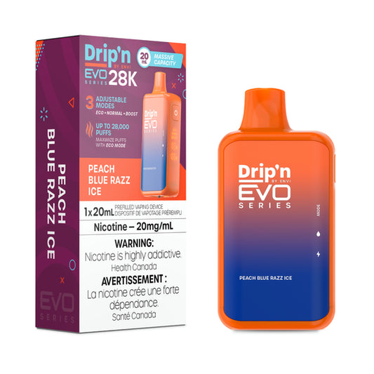 Drip'n by Envi EVO Series 28K Disposable - Peach Blue Razz Ice 5pc/Carton