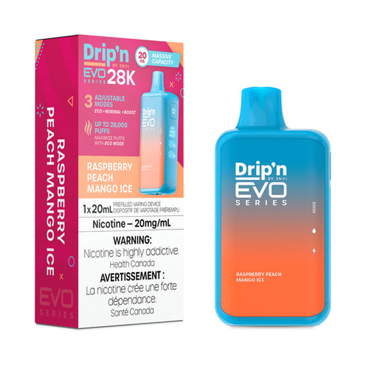 Drip'n by Envi EVO Series 28K Disposable - Raspberry Peach Mango Ice 5pc/Carton