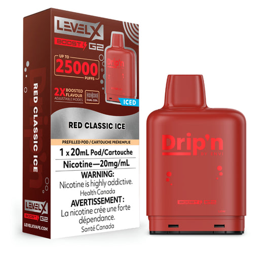 Level X Drip'n Boost Pod 20mL - Red Classic 6pc/Carton
